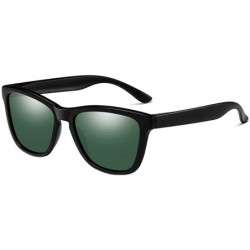 Square Sunglasses Polarized Female Male Full Frame Retro Design - Black Green - CE18NW6CETD $18.29