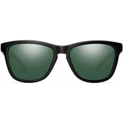 Square Sunglasses Polarized Female Male Full Frame Retro Design - Black Green - CE18NW6CETD $11.88