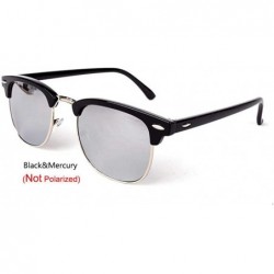 Aviator Vintage Semi-Rimless Brand Designer Sunglasses Women/Men C2 Mattle Black - C4 Black Silver - CR18Y3NCZQN $18.94