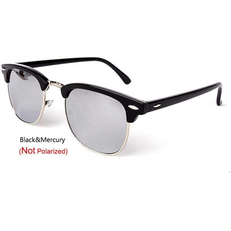 Aviator Vintage Semi-Rimless Brand Designer Sunglasses Women/Men C2 Mattle Black - C4 Black Silver - CR18Y3NCZQN $11.18