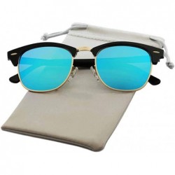Aviator Vintage Semi-Rimless Brand Designer Sunglasses Women/Men C2 Mattle Black - C4 Black Silver - CR18Y3NCZQN $11.18
