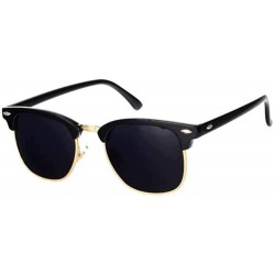 Aviator Vintage Semi-Rimless Brand Designer Sunglasses Women/Men C2 Mattle Black - C4 Black Silver - CR18Y3NCZQN $11.18