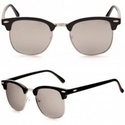 Aviator Vintage Semi-Rimless Brand Designer Sunglasses Women/Men C2 Mattle Black - C4 Black Silver - CR18Y3NCZQN $11.18