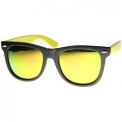Wayfarer Large 2-Tone Flash Mirror Horn Rimmed Sunglasses - Yellow Sun - CM11XOOCN5L $9.88
