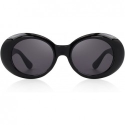 Round Goggles Oval Mod Retro Vintage Inspired Women Sunglasses Round Lens S6124 - Black - C5187ZW9HWN $12.73