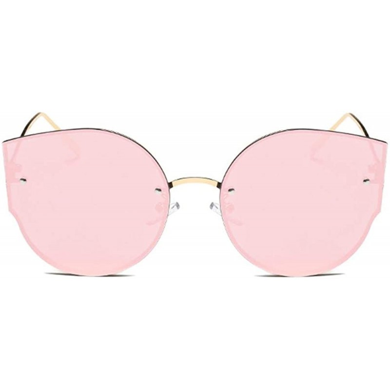 Semi-rimless Oversized Sunglasses for Women Mirrored Cat Eye Sunglasses with Glasses Chain Glasses Case Glasses Cloth - B - C...