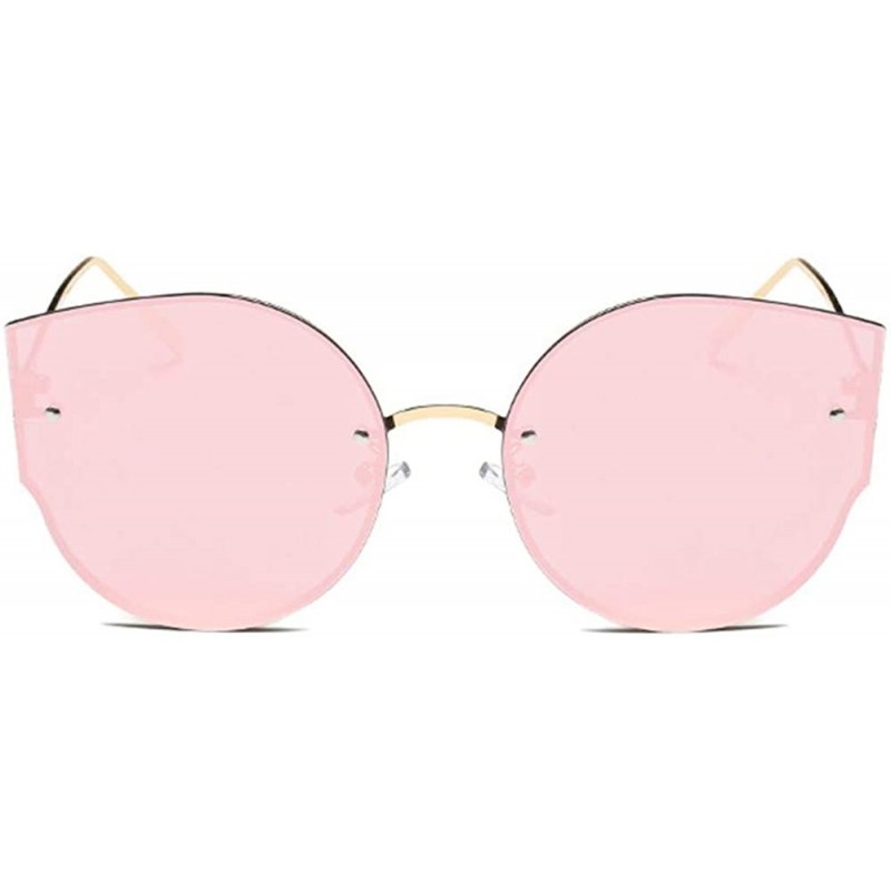 Semi-rimless Oversized Sunglasses for Women Mirrored Cat Eye Sunglasses with Glasses Chain Glasses Case Glasses Cloth - B - C...