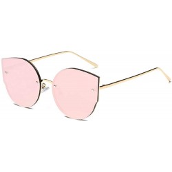 Semi-rimless Oversized Sunglasses for Women Mirrored Cat Eye Sunglasses with Glasses Chain Glasses Case Glasses Cloth - B - C...