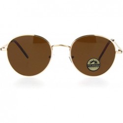 Round Polarized Lens Mens Trendy Hipster Dad Shade Round Oval Sunglasses - Gold Brown - CR18Q87LZXH $11.95