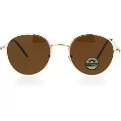 Round Polarized Lens Mens Trendy Hipster Dad Shade Round Oval Sunglasses - Gold Brown - CR18Q87LZXH $22.67