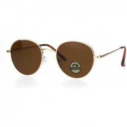 Round Polarized Lens Mens Trendy Hipster Dad Shade Round Oval Sunglasses - Gold Brown - CR18Q87LZXH $11.95