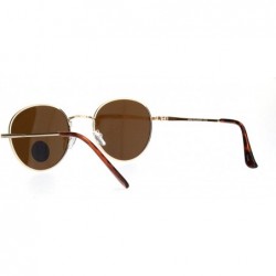 Round Polarized Lens Mens Trendy Hipster Dad Shade Round Oval Sunglasses - Gold Brown - CR18Q87LZXH $11.95