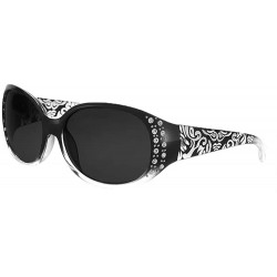 Oval Retro Oval Sunglasses Rhinestones - Wrap Around Women Floral Pattern Eyewear Polarized UV Protection - CO196SAAK3G $18.81