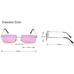 Square Fashion Women Small Rectangle Sunglasses Frameless Candy Color Ultralight Rimless Ocean Sun Glasses - Yellow C1 - CT18...