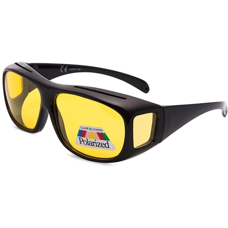 Oversized Night Vision Driving Wear Over Glasses Anti Glare Yellow Lens Fit Over Polarized Sunglasses - C918IDGU5HL $12.27