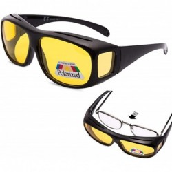 Oversized Night Vision Driving Wear Over Glasses Anti Glare Yellow Lens Fit Over Polarized Sunglasses - C918IDGU5HL $12.27