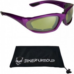 Sport Purple Frame Yellow Tinted Motorcycle Glasses for Women and Girls - Tinted Yellow - C711NJ69Q1D $20.05