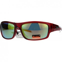 Sport Xloop Sports Sunglasses Mens Stylish Rectangular Wrap Around Shades - Red (Orange Mirror) - CR18CY3606A $19.51