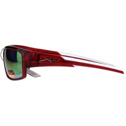 Sport Xloop Sports Sunglasses Mens Stylish Rectangular Wrap Around Shades - Red (Orange Mirror) - CR18CY3606A $10.16