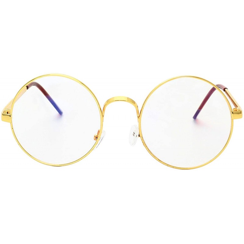 Round Retro Round Metal Frame Clear Lens Glasses Classic Unisex Eyewear - Gold - CH18EXUDYQT $9.72