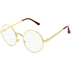 Round Retro Round Metal Frame Clear Lens Glasses Classic Unisex Eyewear - Gold - CH18EXUDYQT $9.72