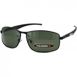 Sport Polarized Xloop Rectangular Metal Rim Warp Sport Mens Sunglasses - Black Green - C018UCKXURQ $23.34
