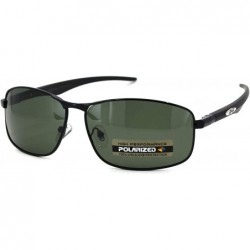 Sport Polarized Xloop Rectangular Metal Rim Warp Sport Mens Sunglasses - Black Green - C018UCKXURQ $12.14