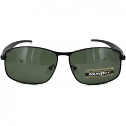 Sport Polarized Xloop Rectangular Metal Rim Warp Sport Mens Sunglasses - Black Green - C018UCKXURQ $12.14