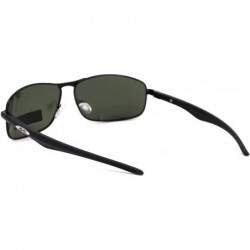 Sport Polarized Xloop Rectangular Metal Rim Warp Sport Mens Sunglasses - Black Green - C018UCKXURQ $12.14