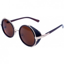 Round Women Men Vintage Retro Glasses Unisex Fashion Mirror Lens Travel Sunglaasses - I - CH18TS2KXXN $14.58