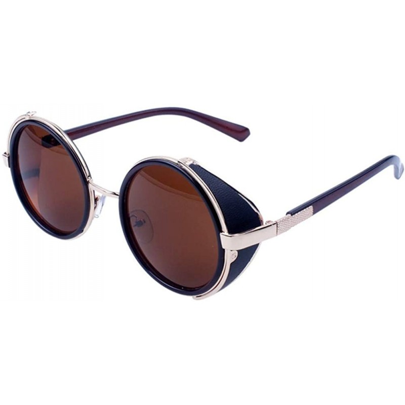 Round Women Men Vintage Retro Glasses Unisex Fashion Mirror Lens Travel Sunglaasses - I - CH18TS2KXXN $7.68