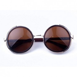 Round Women Men Vintage Retro Glasses Unisex Fashion Mirror Lens Travel Sunglaasses - I - CH18TS2KXXN $7.68