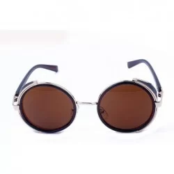 Round Women Men Vintage Retro Glasses Unisex Fashion Mirror Lens Travel Sunglaasses - I - CH18TS2KXXN $7.68