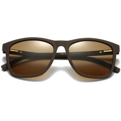 Square Square Sunglasses Men Polarized TR90 Male Sun Glasses for Driving - Brown - CU18K0A7UIO $11.31
