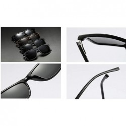 Square Square Sunglasses Men Polarized TR90 Male Sun Glasses for Driving - Brown - CU18K0A7UIO $11.31