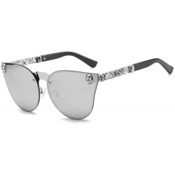 Rectangular Sunglasses Womens Rimless Trendy Eyewear Oversized Rectangular Retro Mens Glasses Aviator skull Goggles - Grey - ...