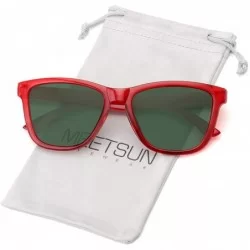 Oversized Polarized Sunglasses for Women Men Classic Retro Designer Style - Transparent Red Frame / Green G15 Lens - CO192R3T...
