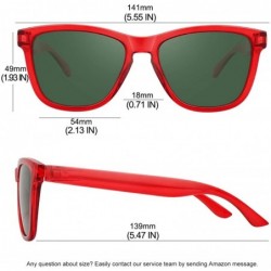 Oversized Polarized Sunglasses for Women Men Classic Retro Designer Style - Transparent Red Frame / Green G15 Lens - CO192R3T...