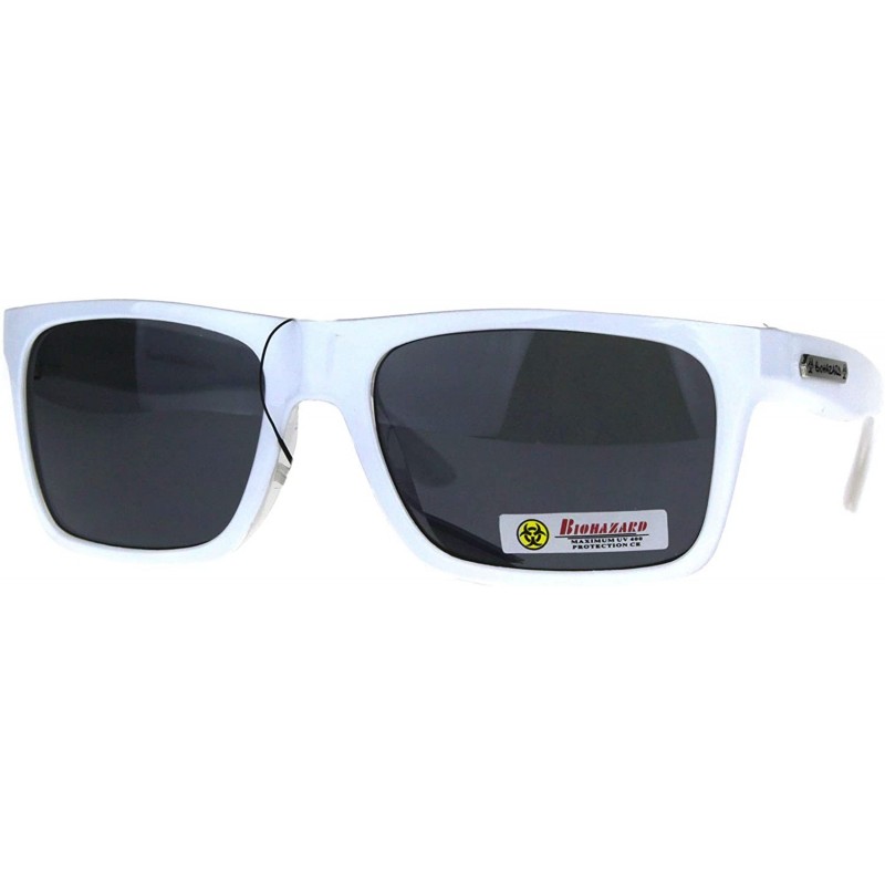 Rectangular Biohazard Sunglasses Mens Sporty Fashion Rectangular Shades UV 400 - White - CV189D9AAUW $8.33