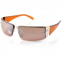 Shield Large Slim Wraparound Rimless Mirror Sunglasses with Open Temple A194 - Brown Rv - C718EI5T32T $22.80