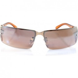 Shield Large Slim Wraparound Rimless Mirror Sunglasses with Open Temple A194 - Brown Rv - C718EI5T32T $13.74