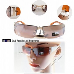 Shield Large Slim Wraparound Rimless Mirror Sunglasses with Open Temple A194 - Brown Rv - C718EI5T32T $13.74