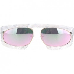 Oval Retro Flat Top Double Rim Vintage Mobster Thick Plastic Sunglasses - White Pearl Pink - CV18L3LDT2N $8.86