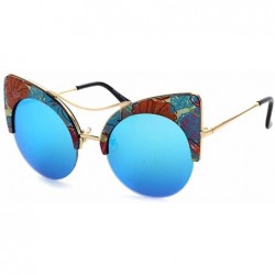 Rimless Cat Eye Sunglasses Retro Eyewear Half frame eyeglasses for Men women - Red Blue - C918EQEXD5G $19.85