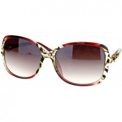 Butterfly Metal Ribbon Jewel Temple Oversized Art Nouveau Butterfly Sunglasses - Burgundy - CF11NSKXOCR $9.91