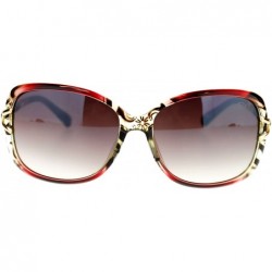 Butterfly Metal Ribbon Jewel Temple Oversized Art Nouveau Butterfly Sunglasses - Burgundy - CF11NSKXOCR $9.91