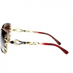 Butterfly Metal Ribbon Jewel Temple Oversized Art Nouveau Butterfly Sunglasses - Burgundy - CF11NSKXOCR $9.91