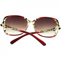 Butterfly Metal Ribbon Jewel Temple Oversized Art Nouveau Butterfly Sunglasses - Burgundy - CF11NSKXOCR $9.91