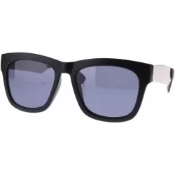 Square Retro Modern Sunglasses Thick Square Frame Bold Metal Accent - Matte Black Silver - C211NIERSCF $18.99