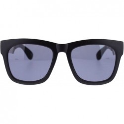 Square Retro Modern Sunglasses Thick Square Frame Bold Metal Accent - Matte Black Silver - C211NIERSCF $10.11